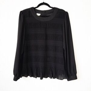 Vintage Nicola Black Pleated‎ Blouse Size 16